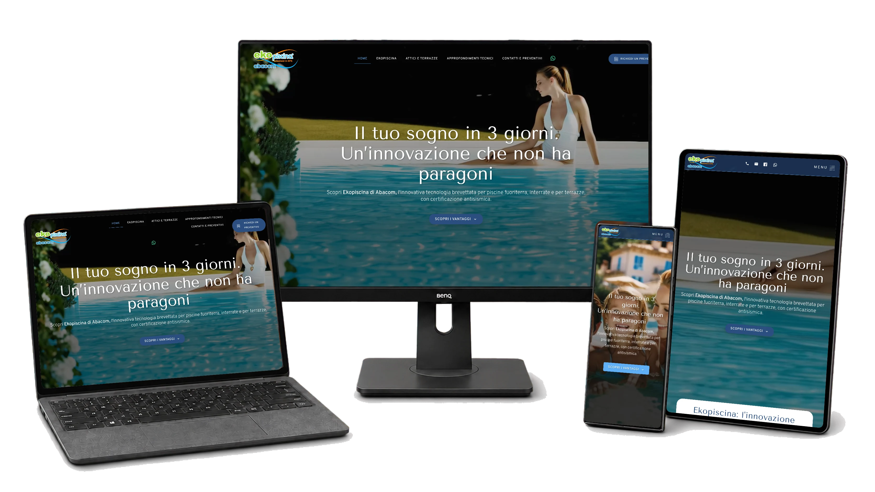 Mockup responsive del progetto Ekopiscina