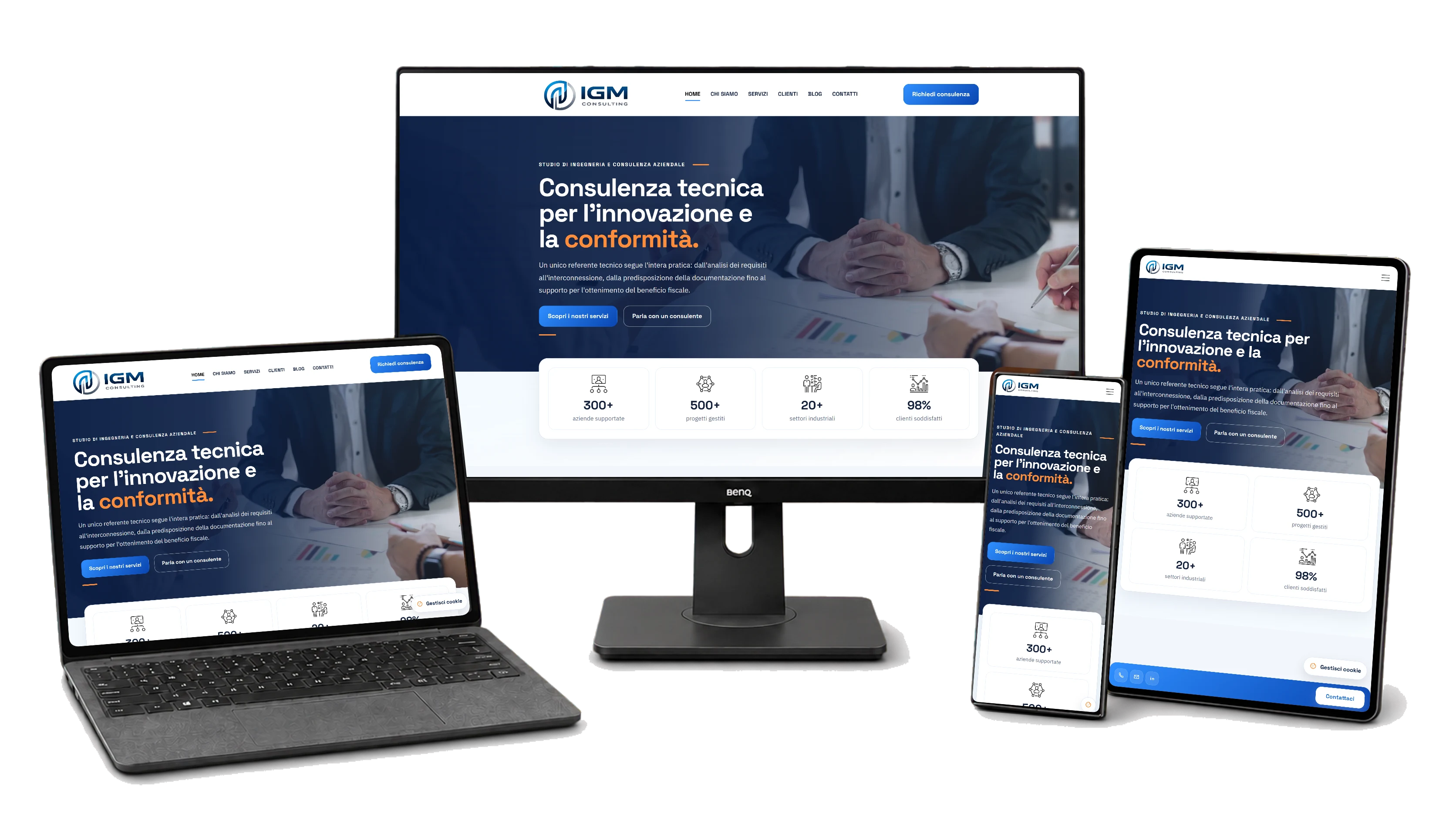 Mockup responsive del sito IGM Consult