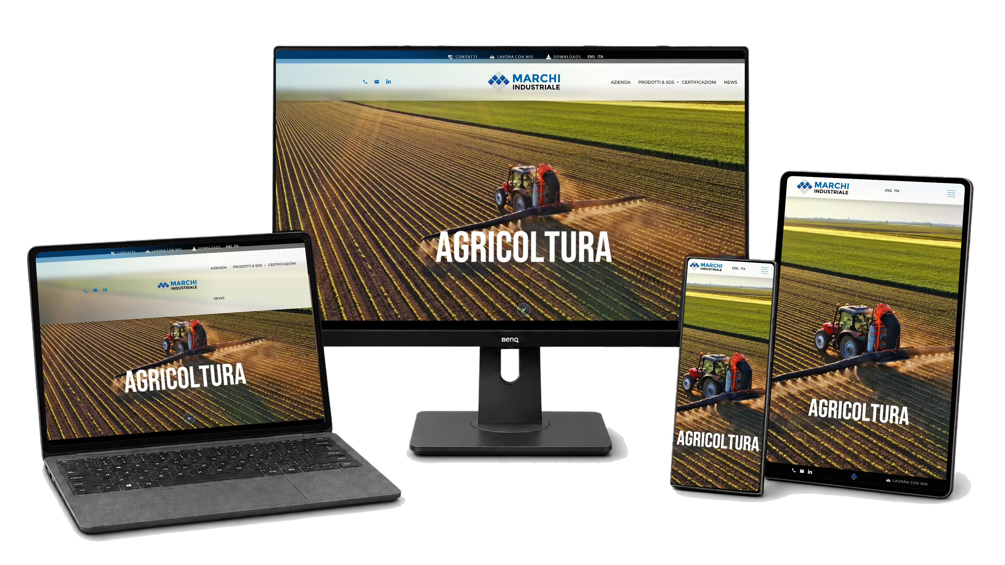 Mockup responsive del progetto Marchi Industriale