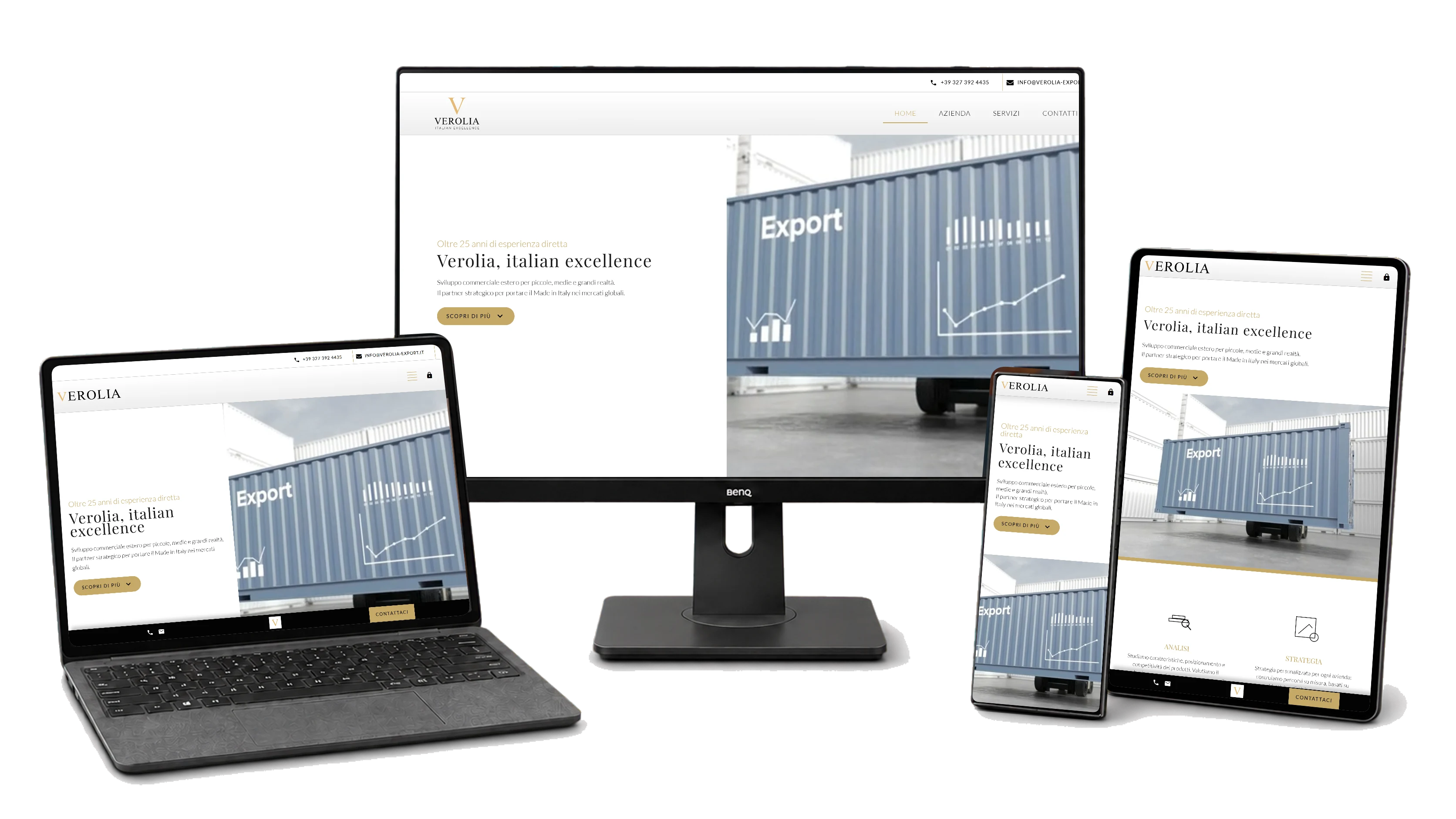 Mockup responsive del sito Verolia Export