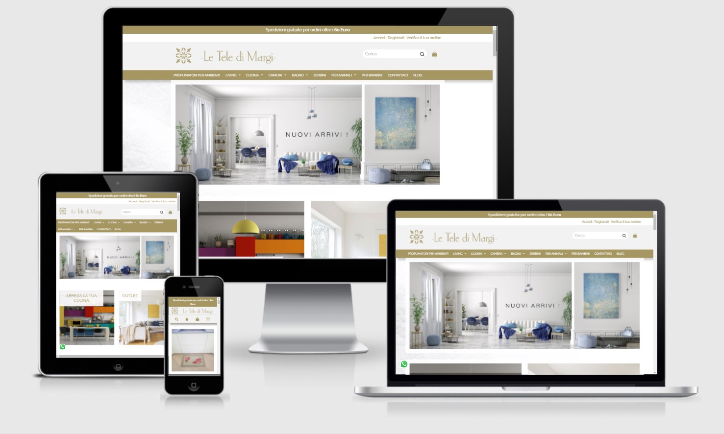 Le Tele di Margi displayed on desktop, tablet and smartphone