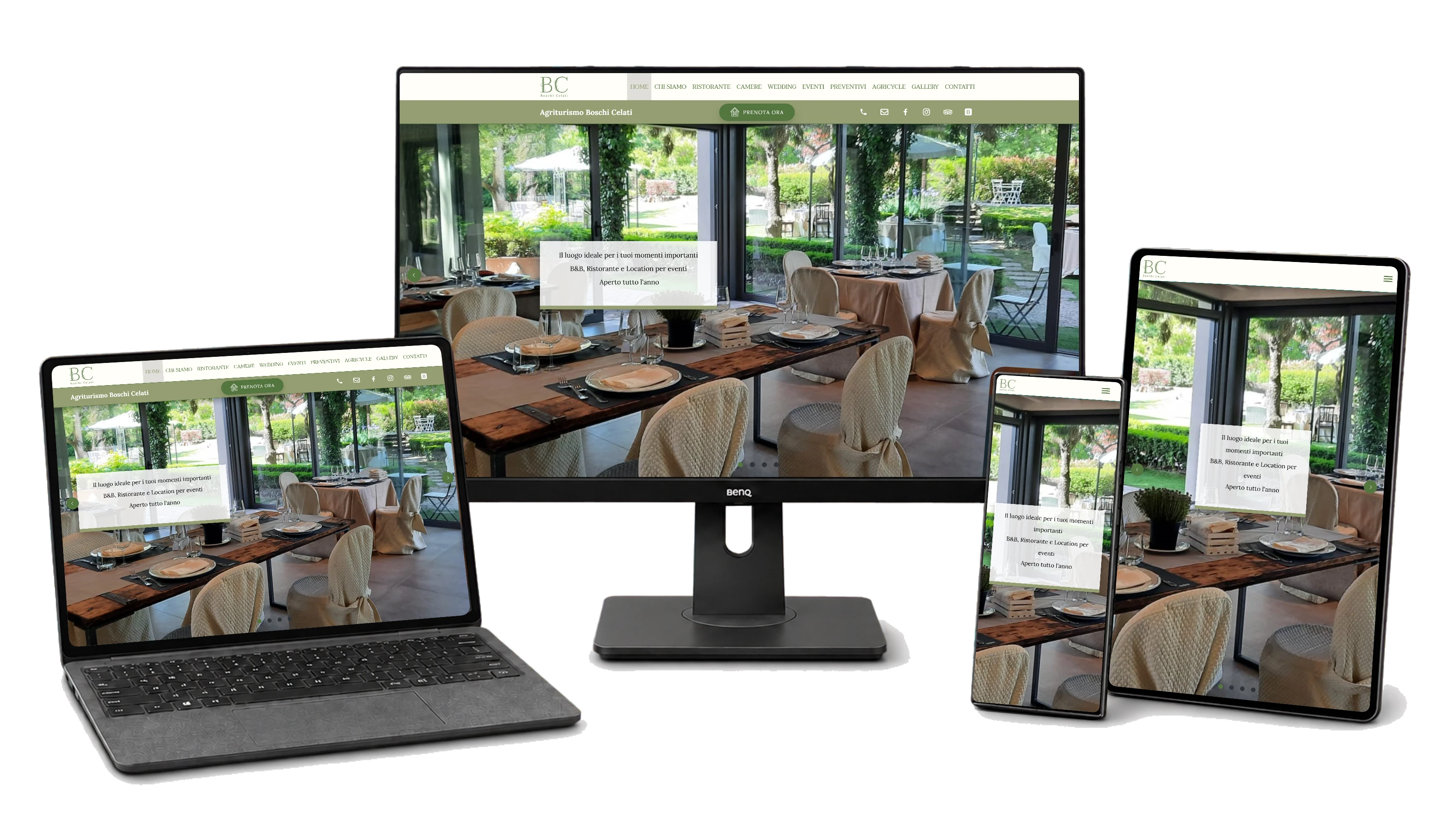 Responsive website mockup for Agriturismo Boschi Celati