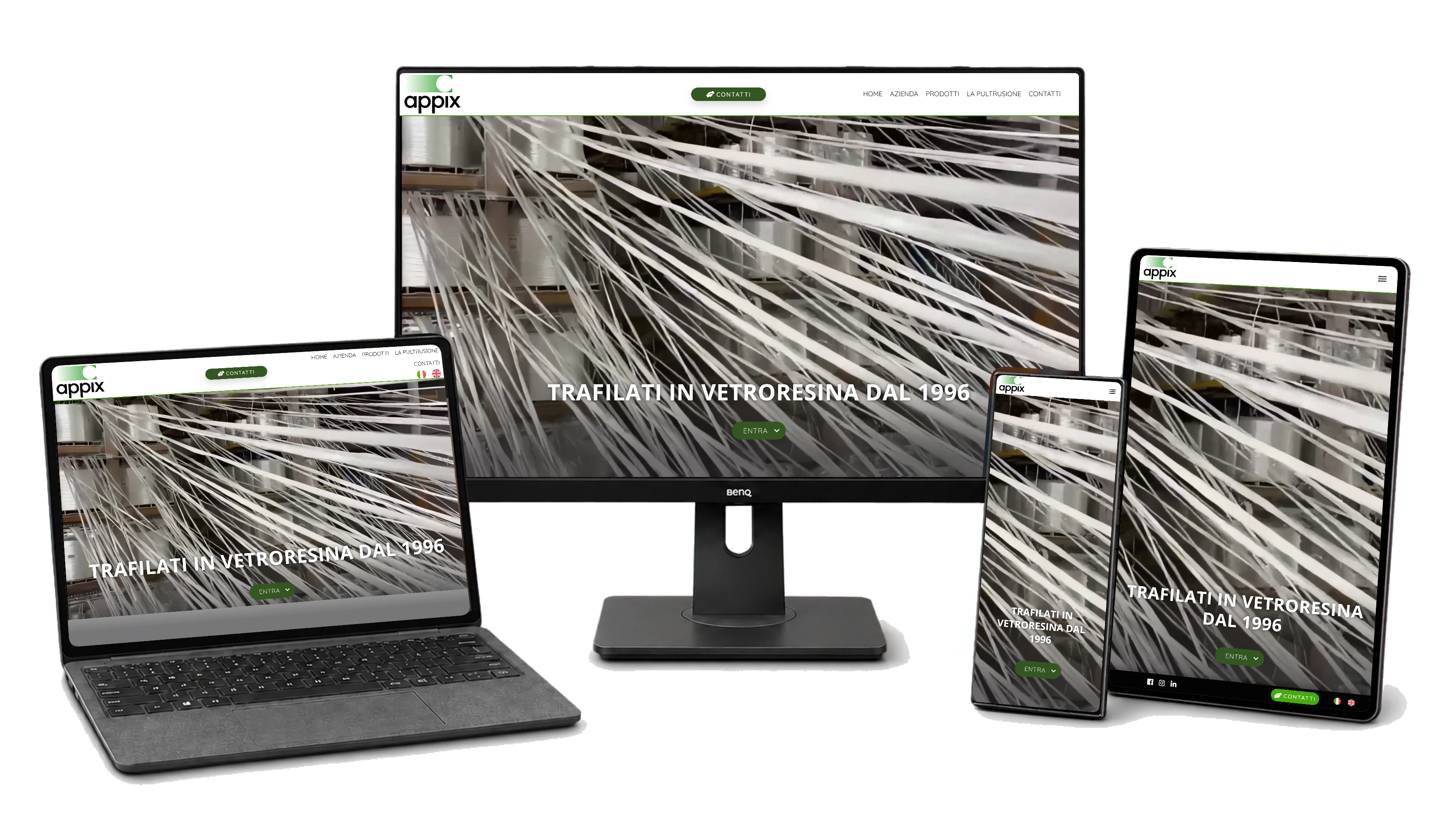 Responsive website mockup for Appix Pultrusion
