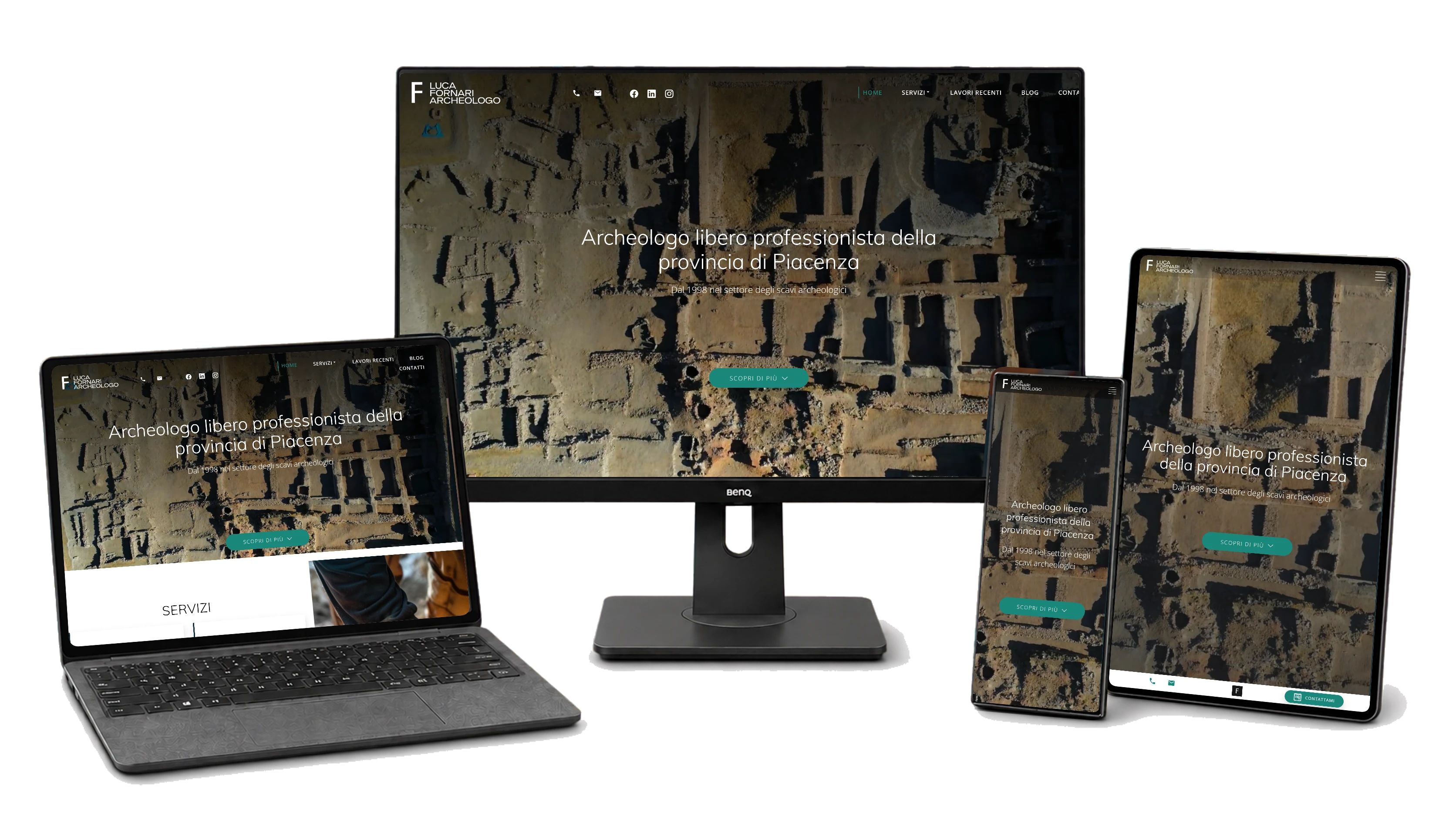 Responsive website mockup for Archeologo Fornari