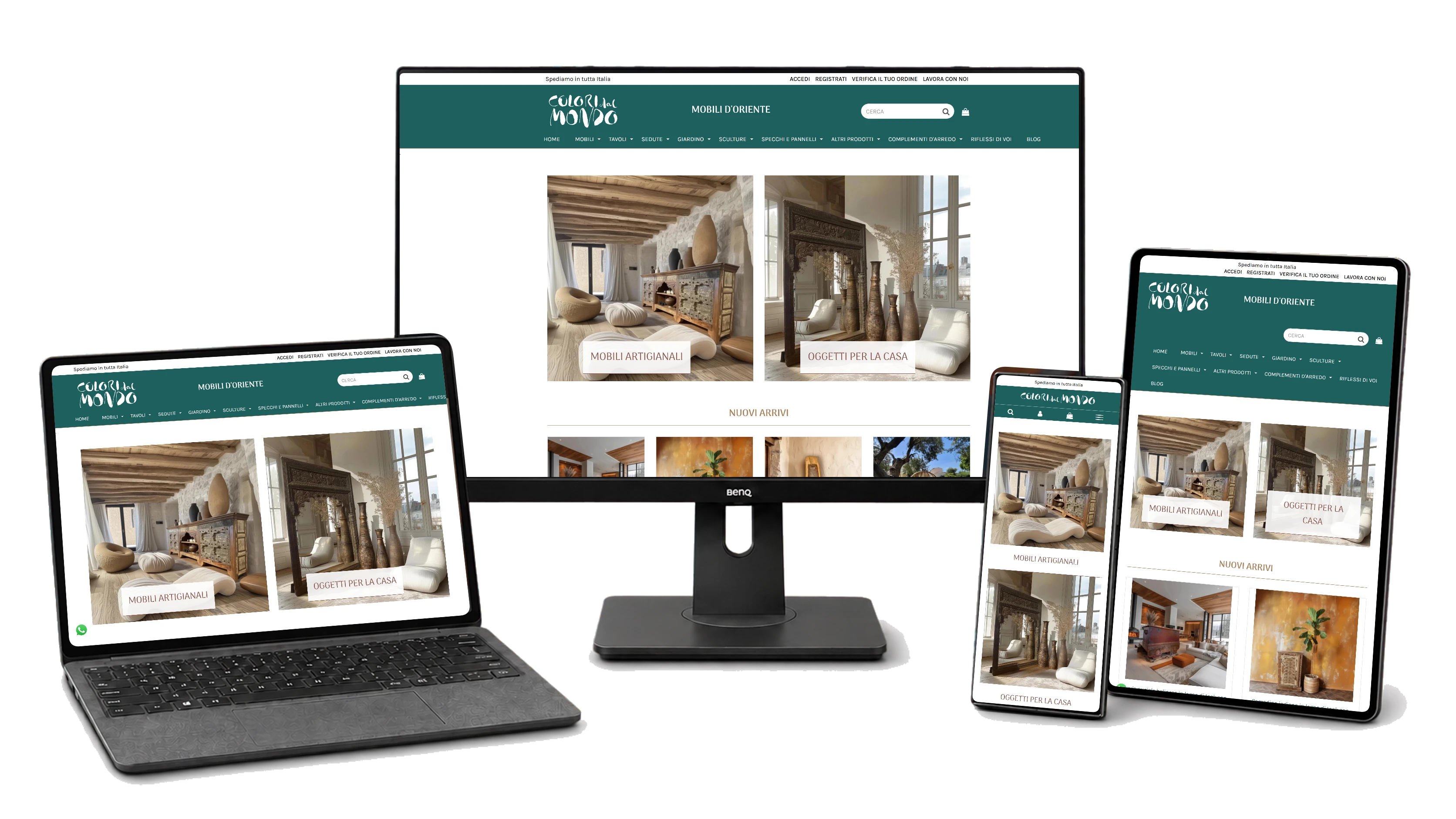 Responsive website mockup for Colori dal Mondo