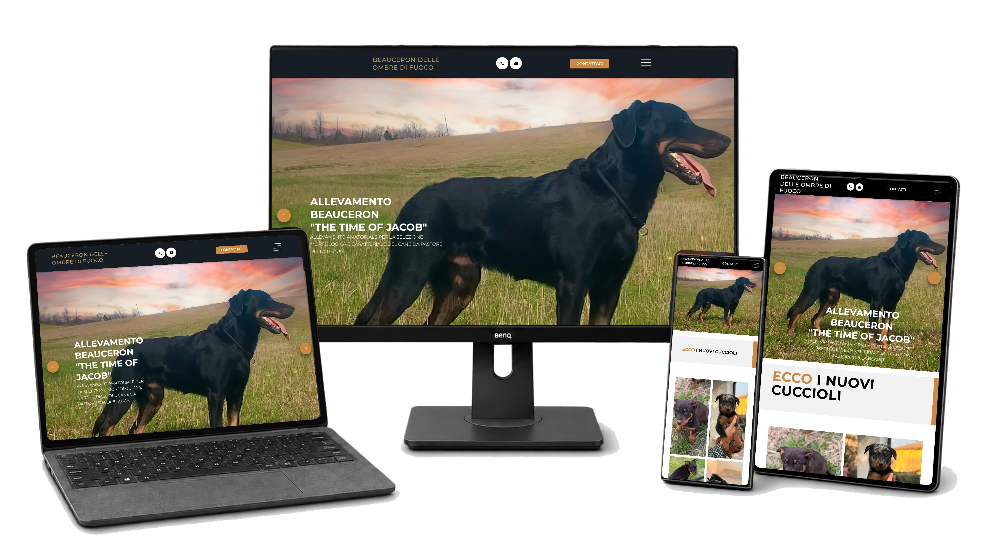 Responsive website mockup for Beauceron delle ombre di fuoco