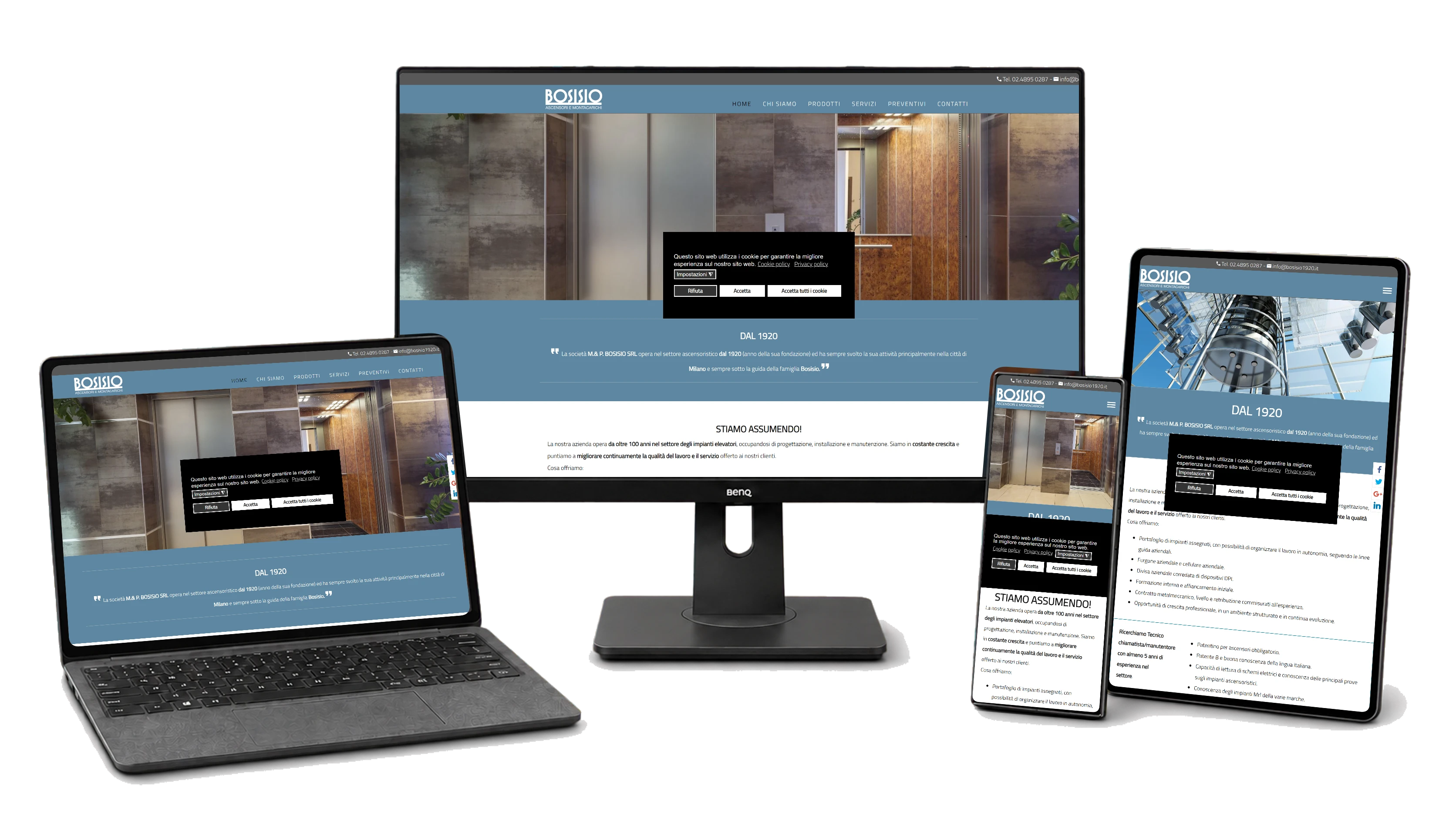 Responsive website mockup for M. & P. BOSISIO