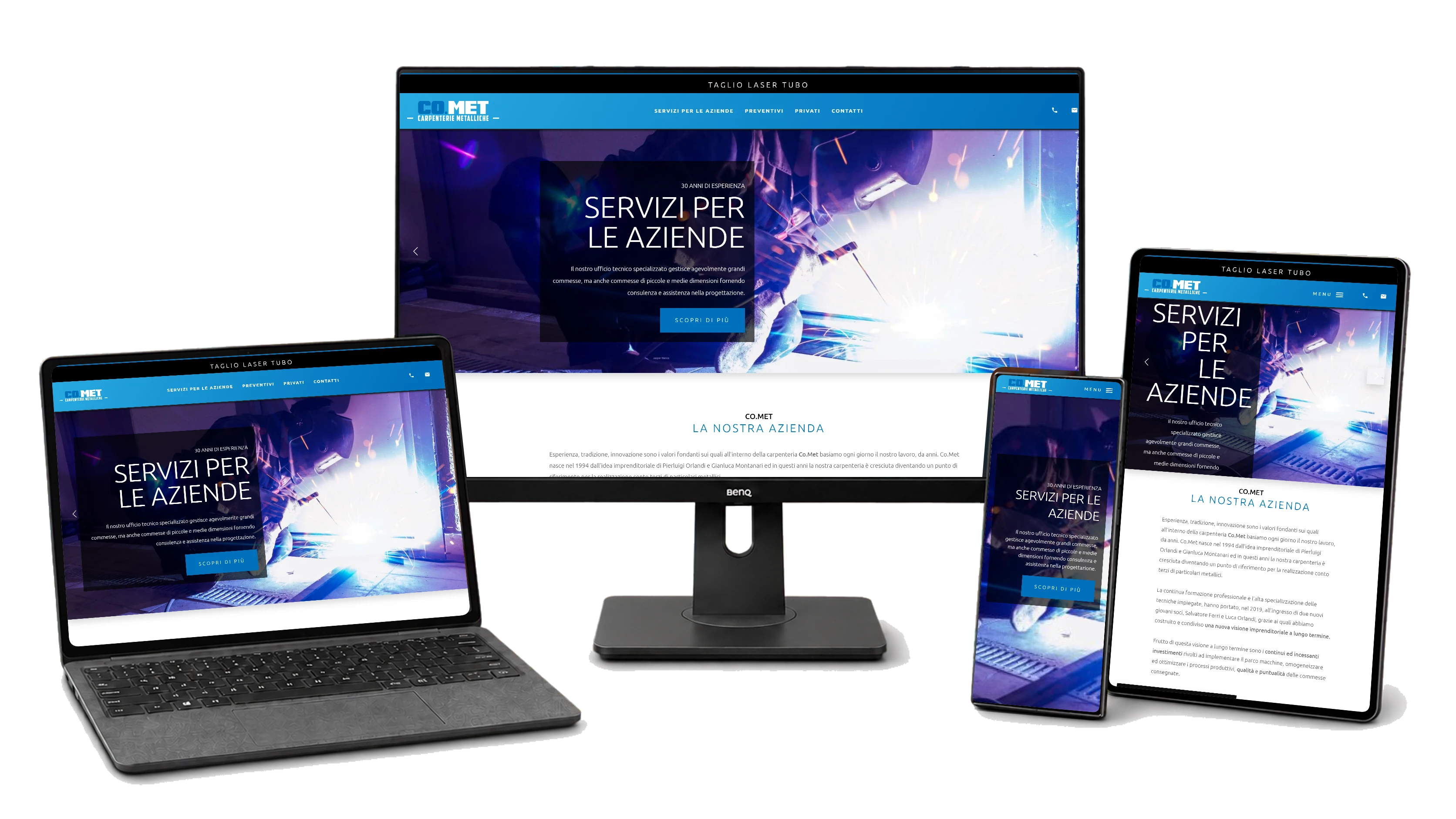 Responsive website mockup for Carpenteria Comet