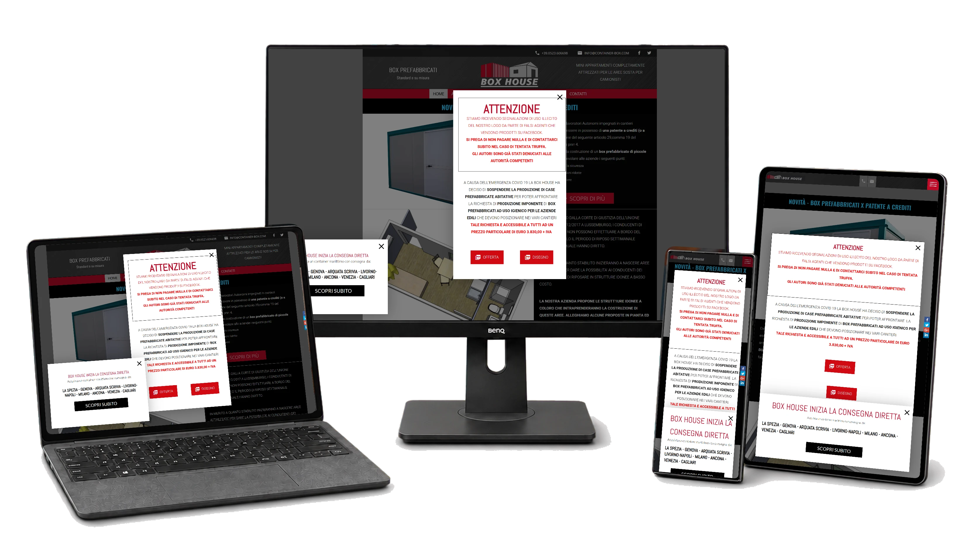Responsive website mockup for BOX HOUSE