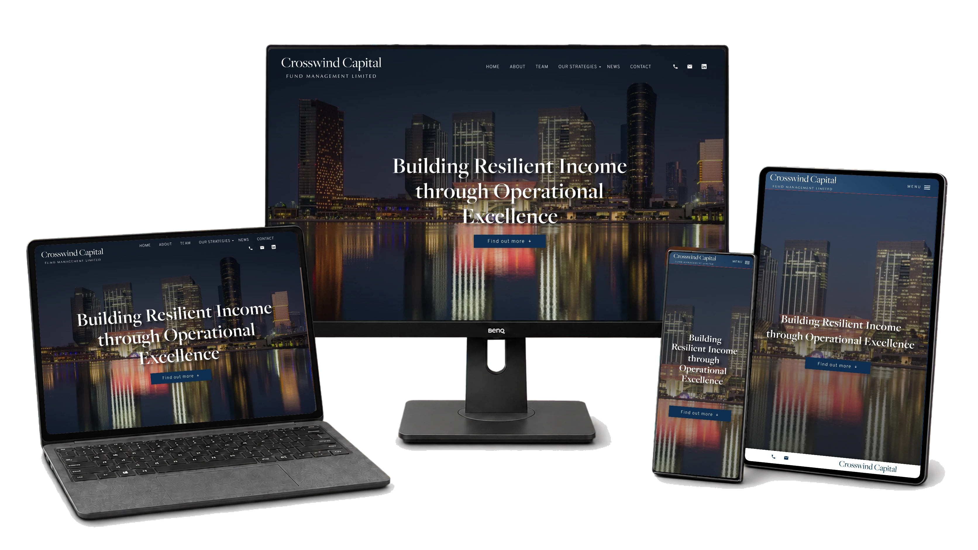Responsive website mockup for Crosswind Capital