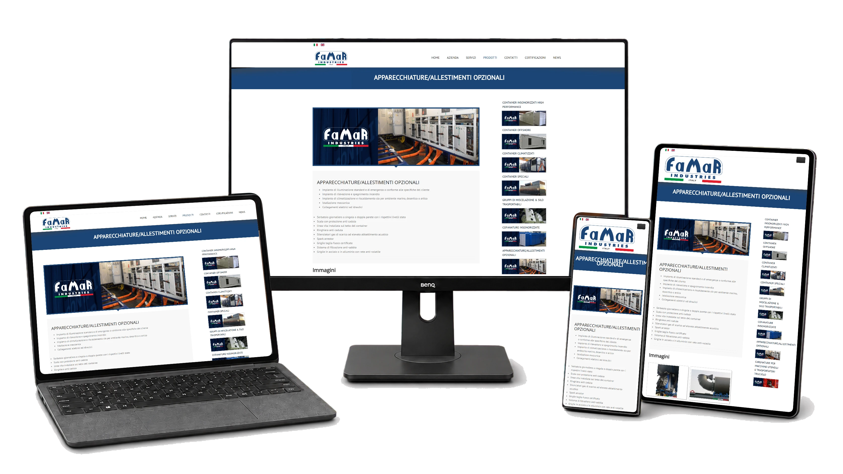 Responsive website mockup for FAMAR INDUSTRIES