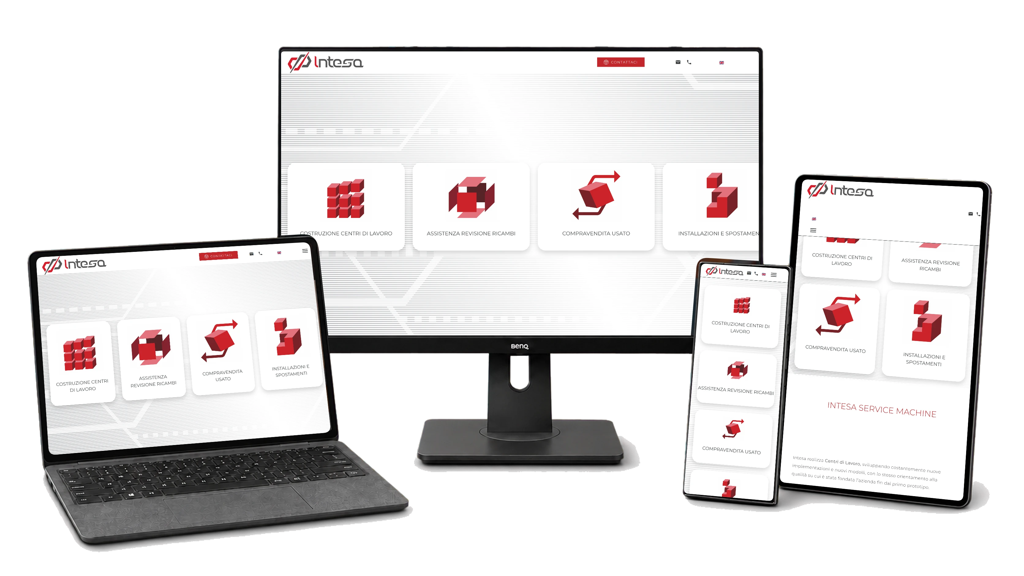 Responsive website mockup for Intesa Service Machine