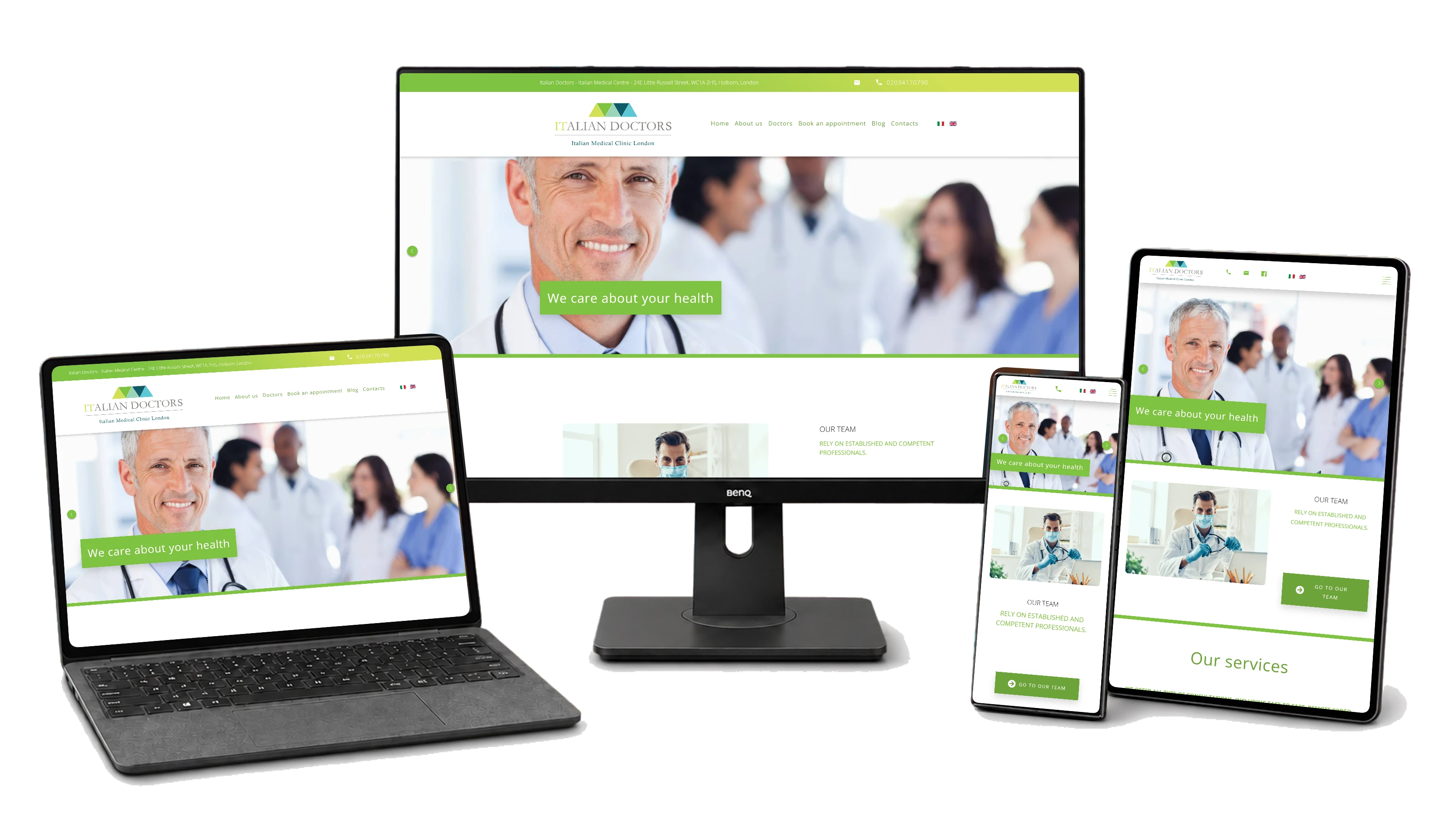 Responsive website mockup for Italian Doctor London