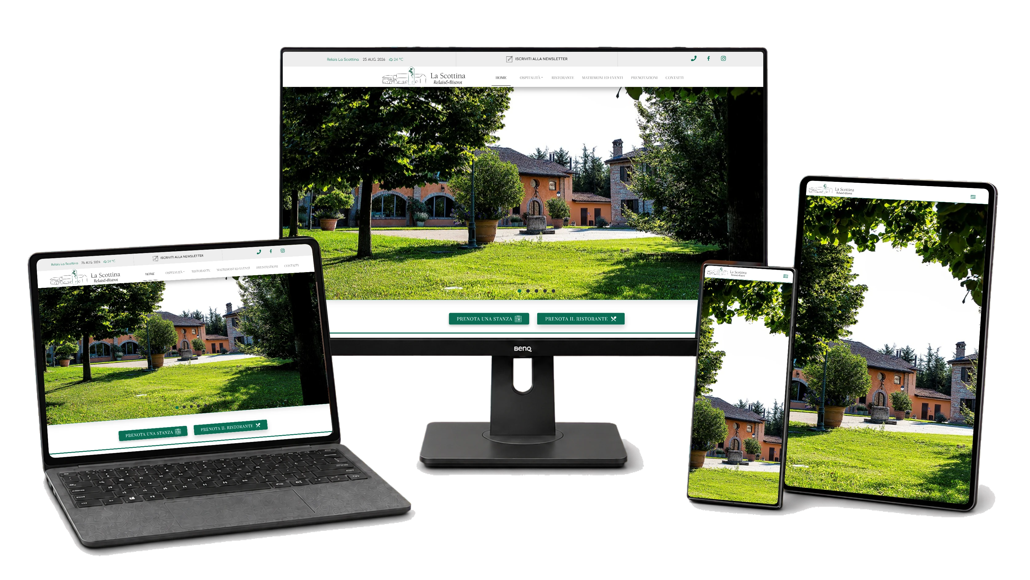 Responsive website mockup for RELAIS CASCINA SCOTTINA