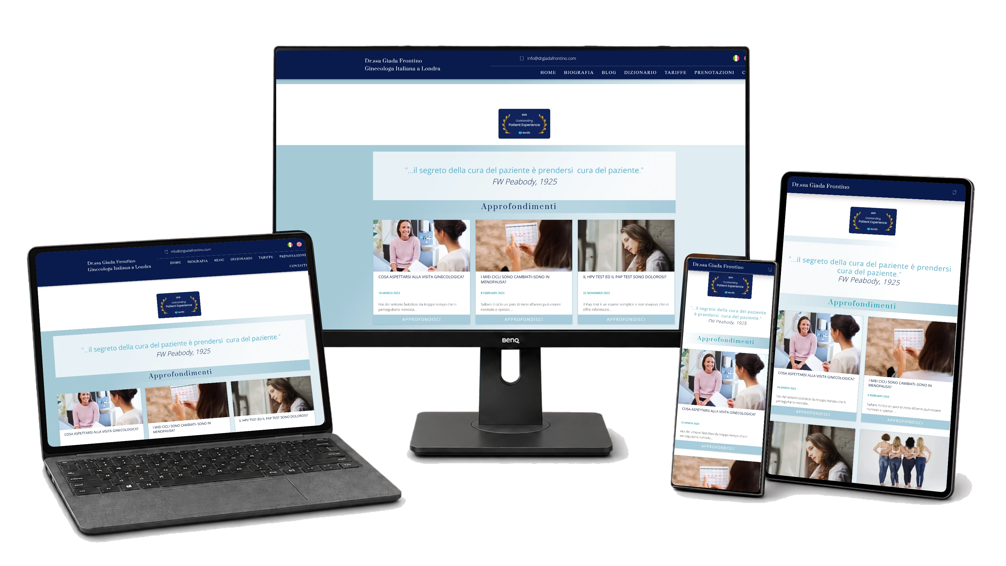 Responsive website mockup for Ginecologa Italiana a Londra