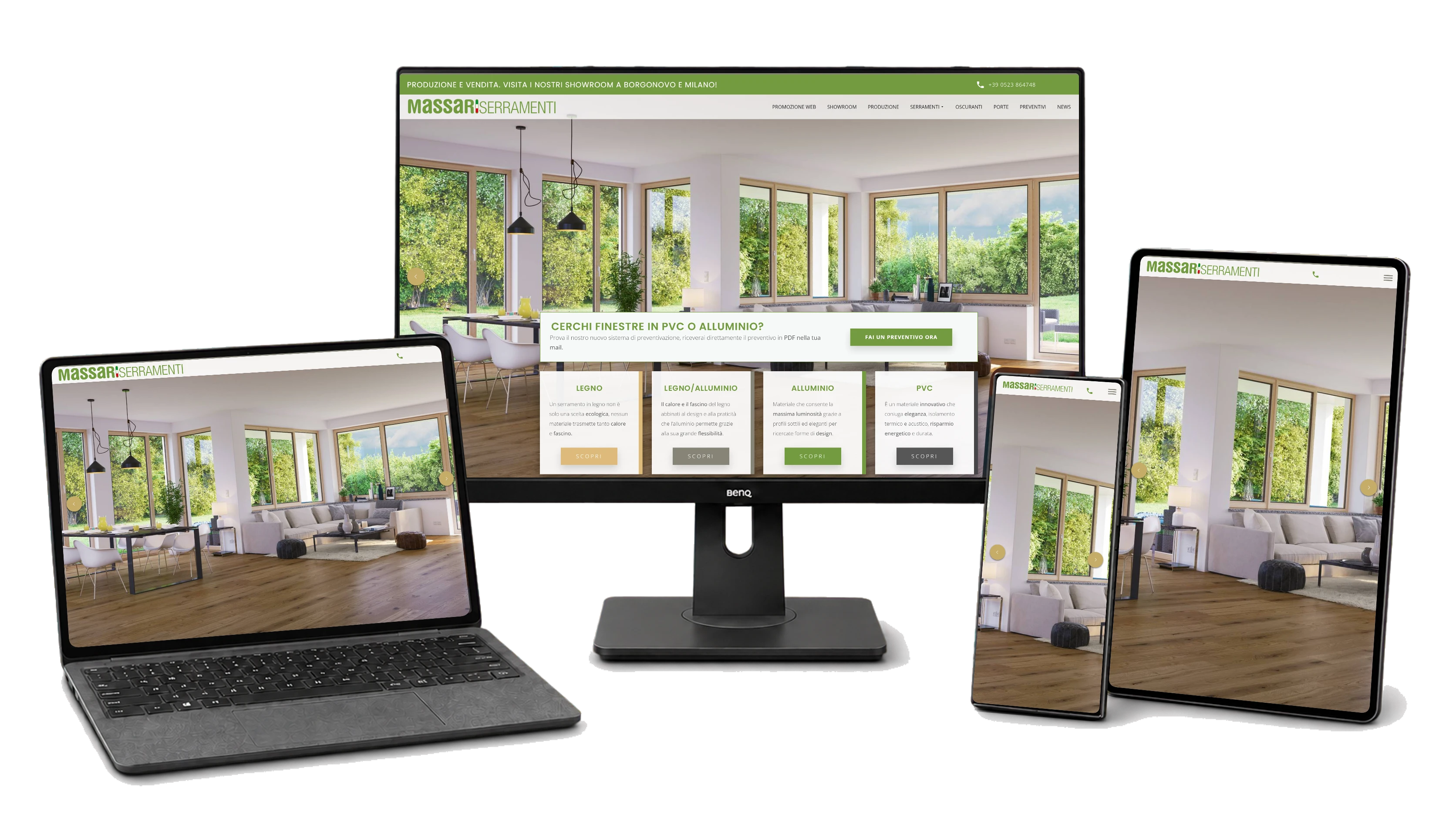 Responsive website mockup for MASSARI SERRAMENTI