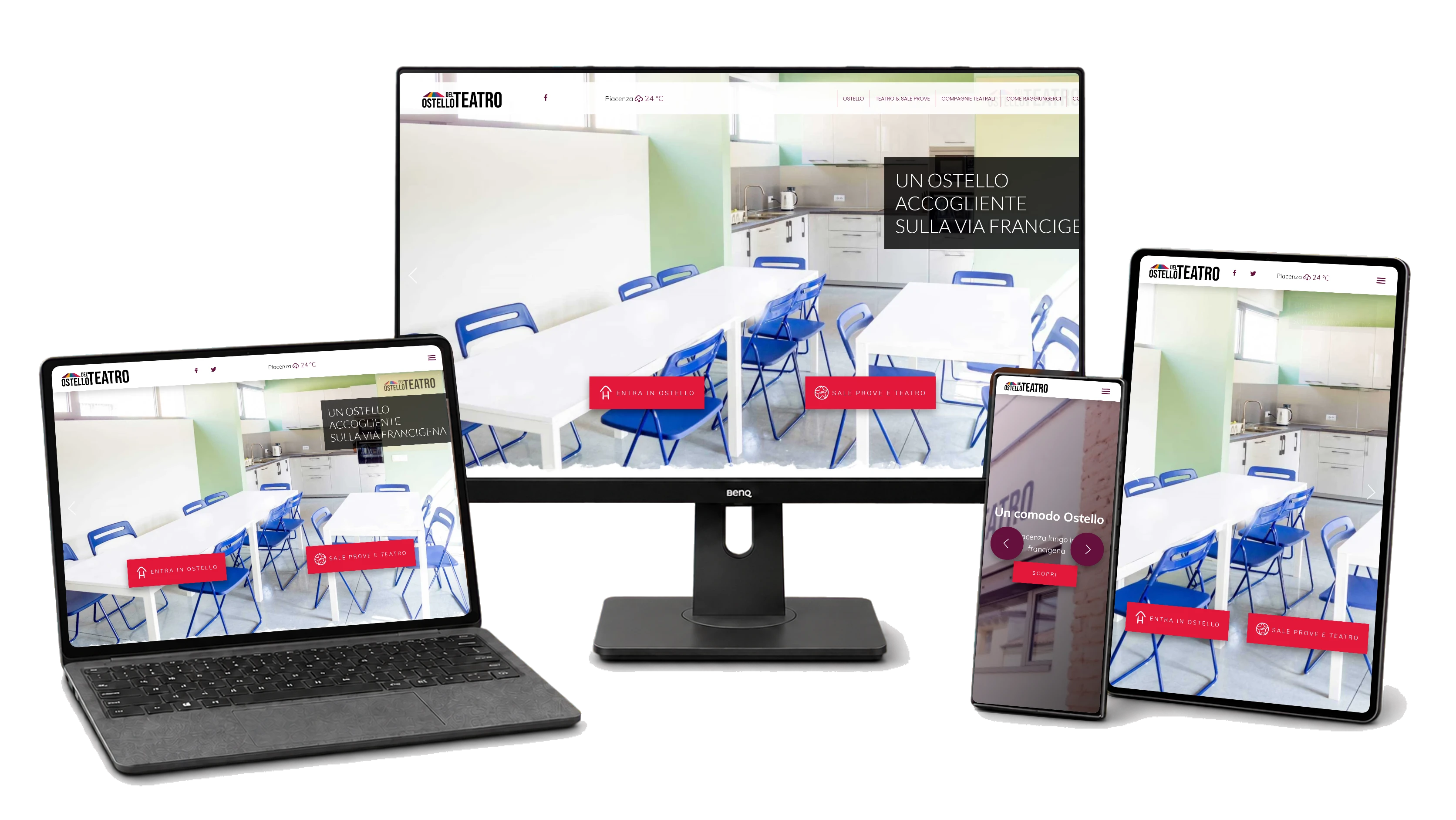 Responsive website mockup for OSTELLO DEL TEATRO