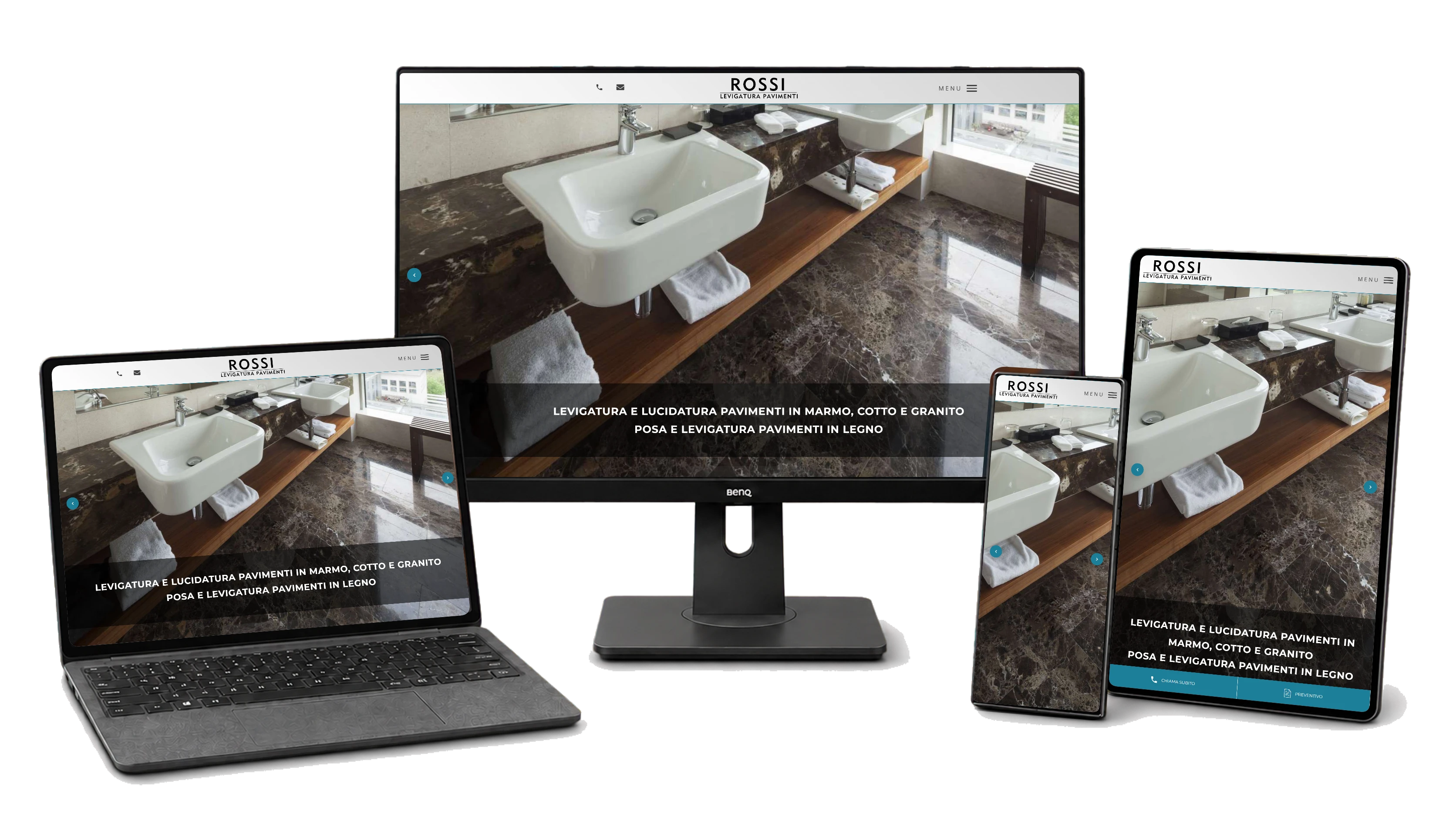 Responsive website mockup for ROSSI LEVIGATURA PAVIMENTI
