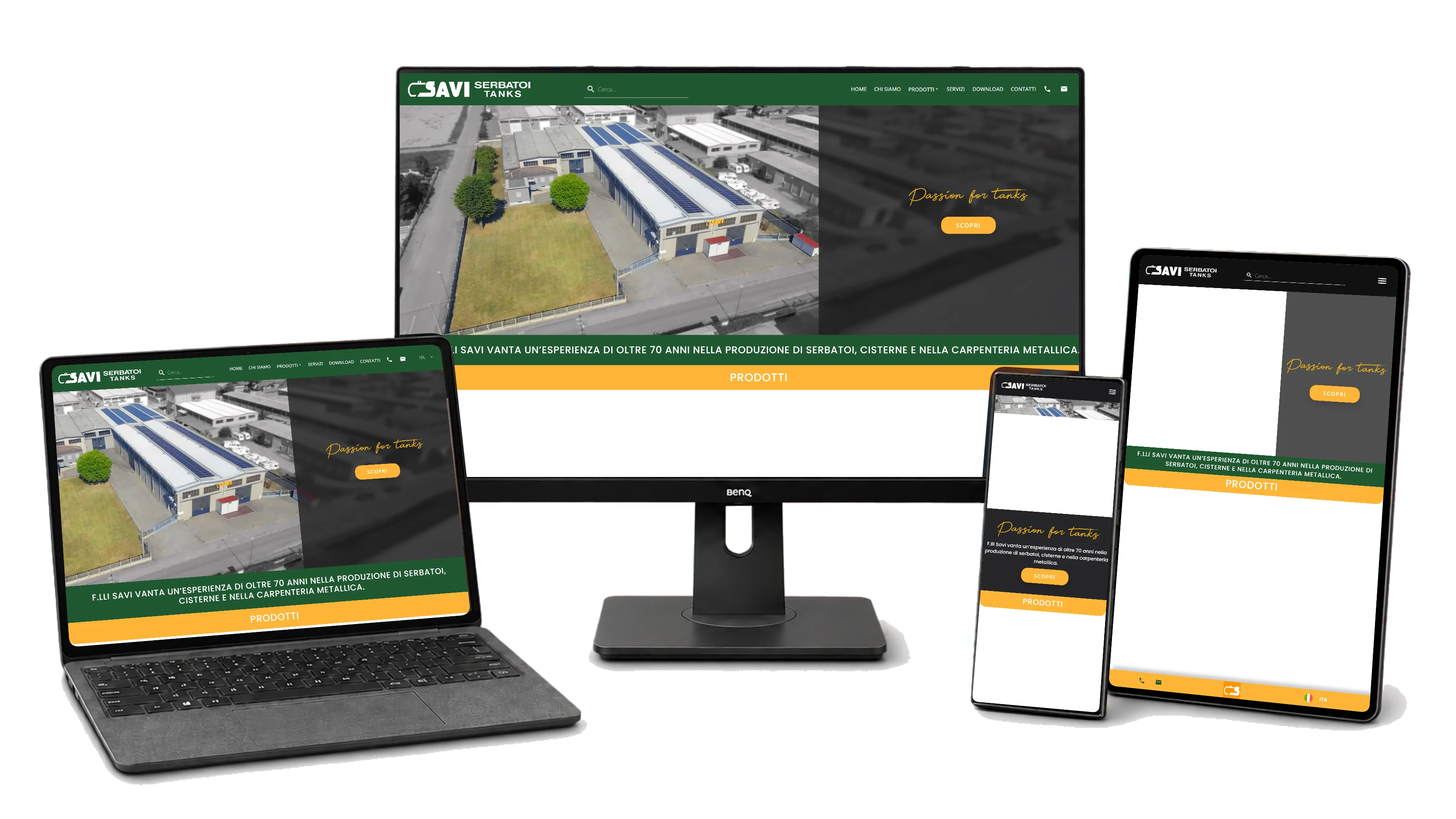 Responsive website mockup for Savi serbatoi