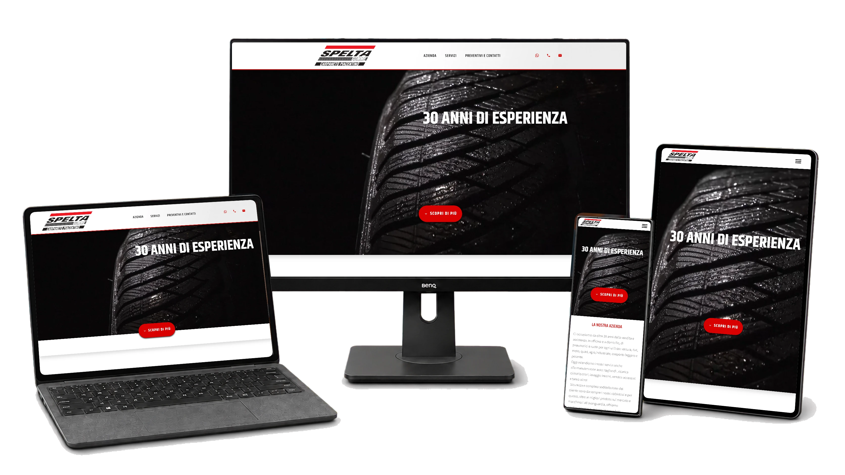 Responsive website mockup for Spelta Gomme