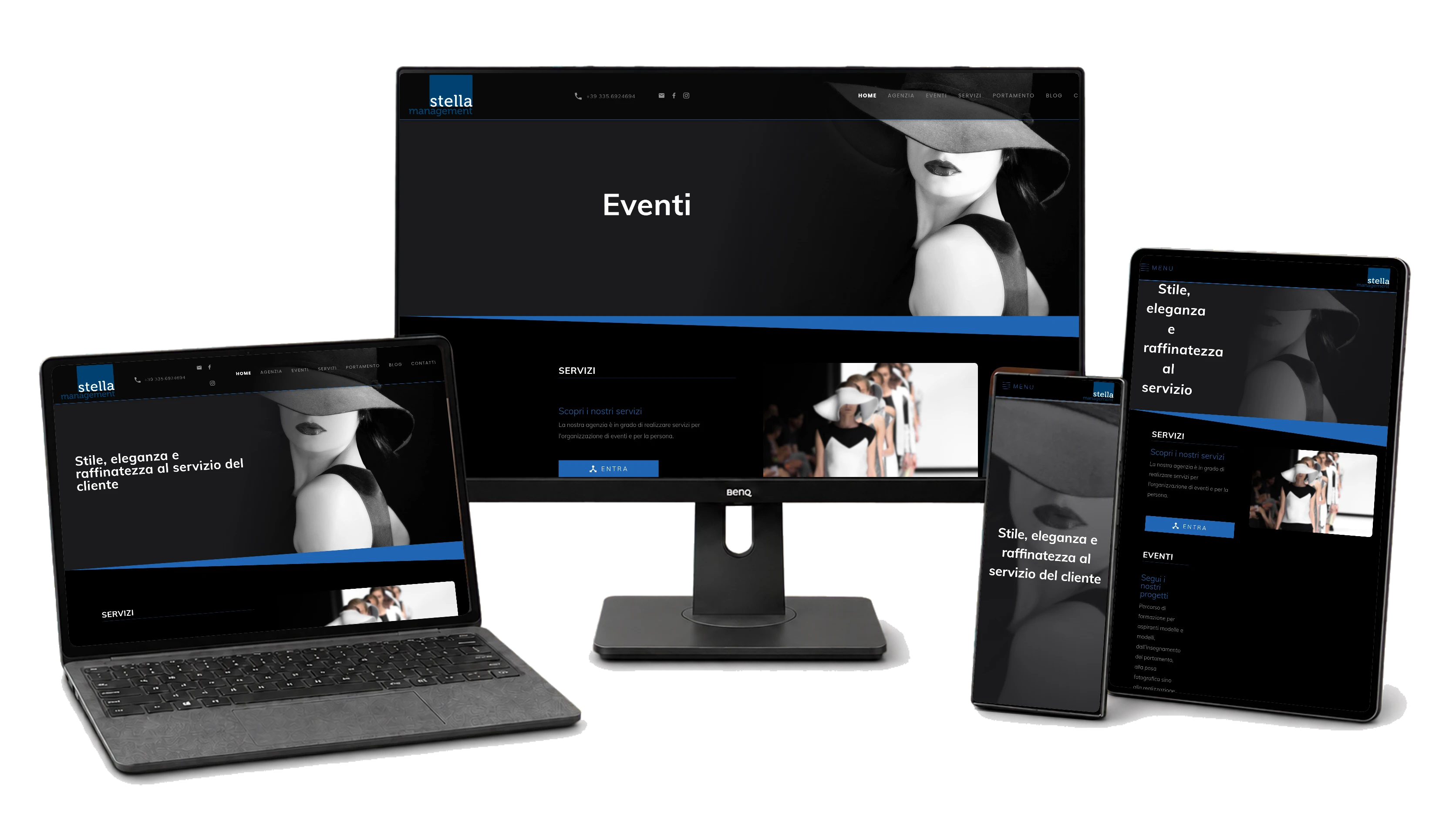 Responsive website mockup for Stella Management