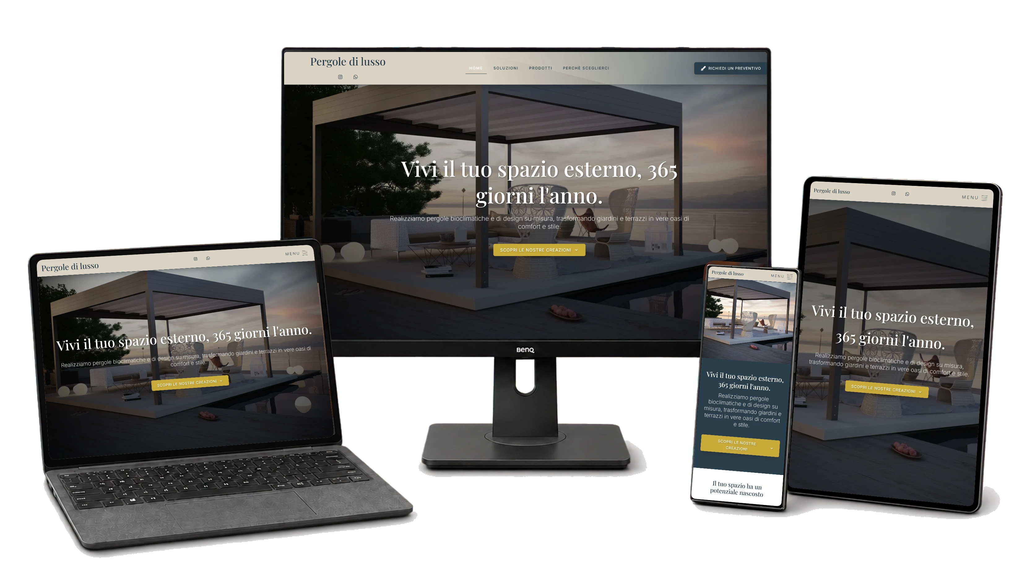 Responsive website mockup for Tende da sole e Pergole