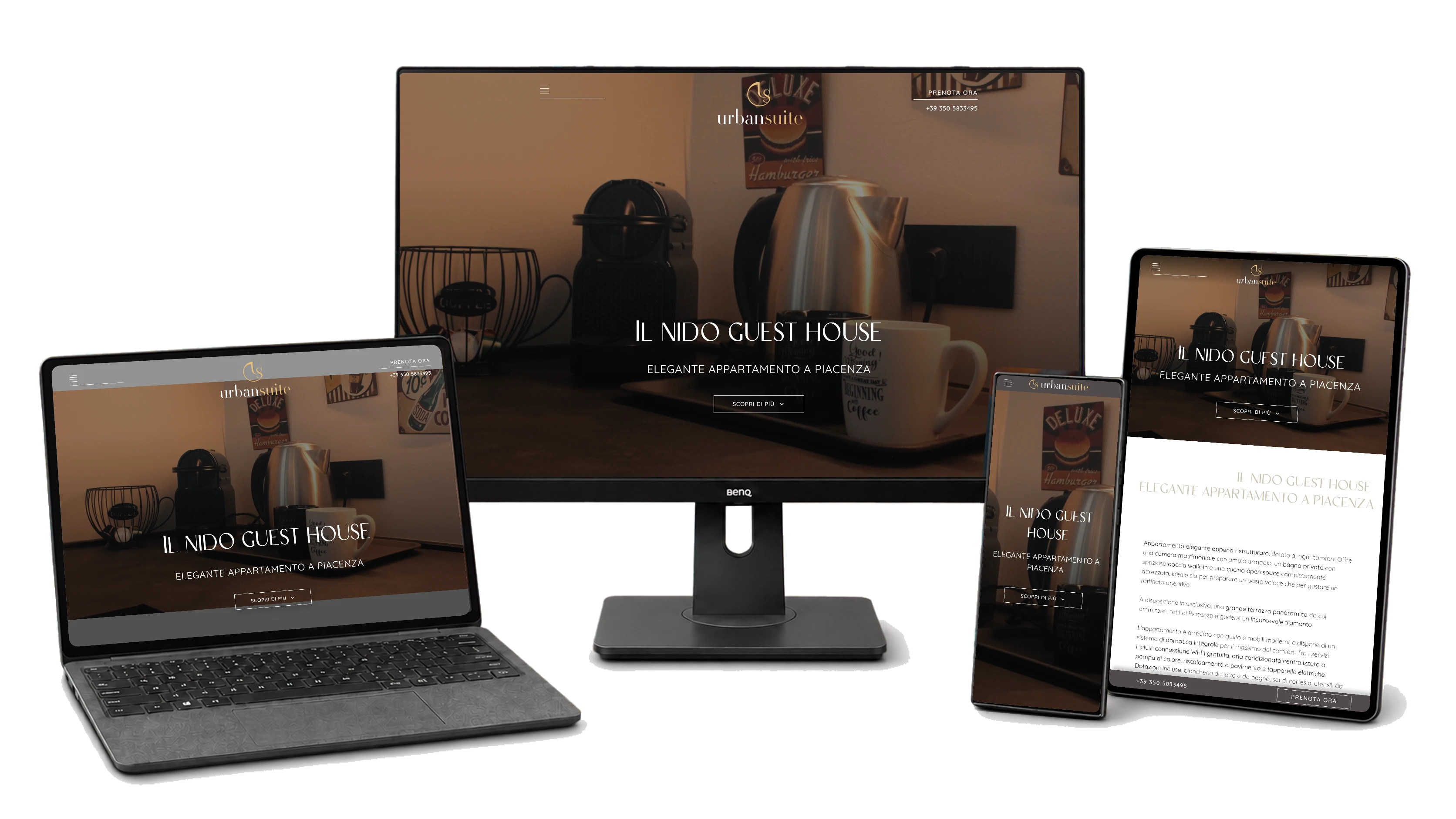 Responsive website mockup for Urban Suites