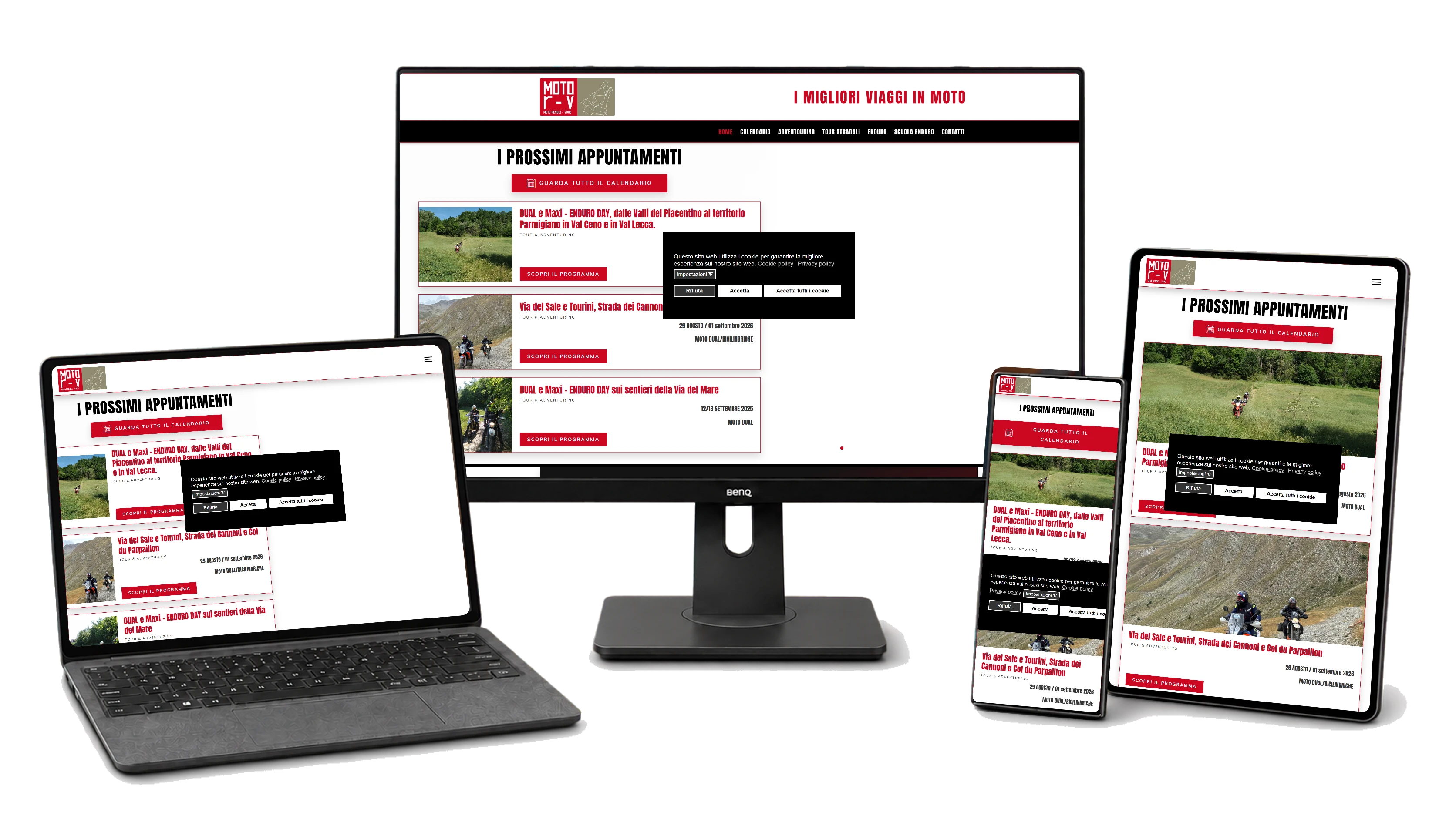 Responsive website mockup for Moto Rendez Vous
