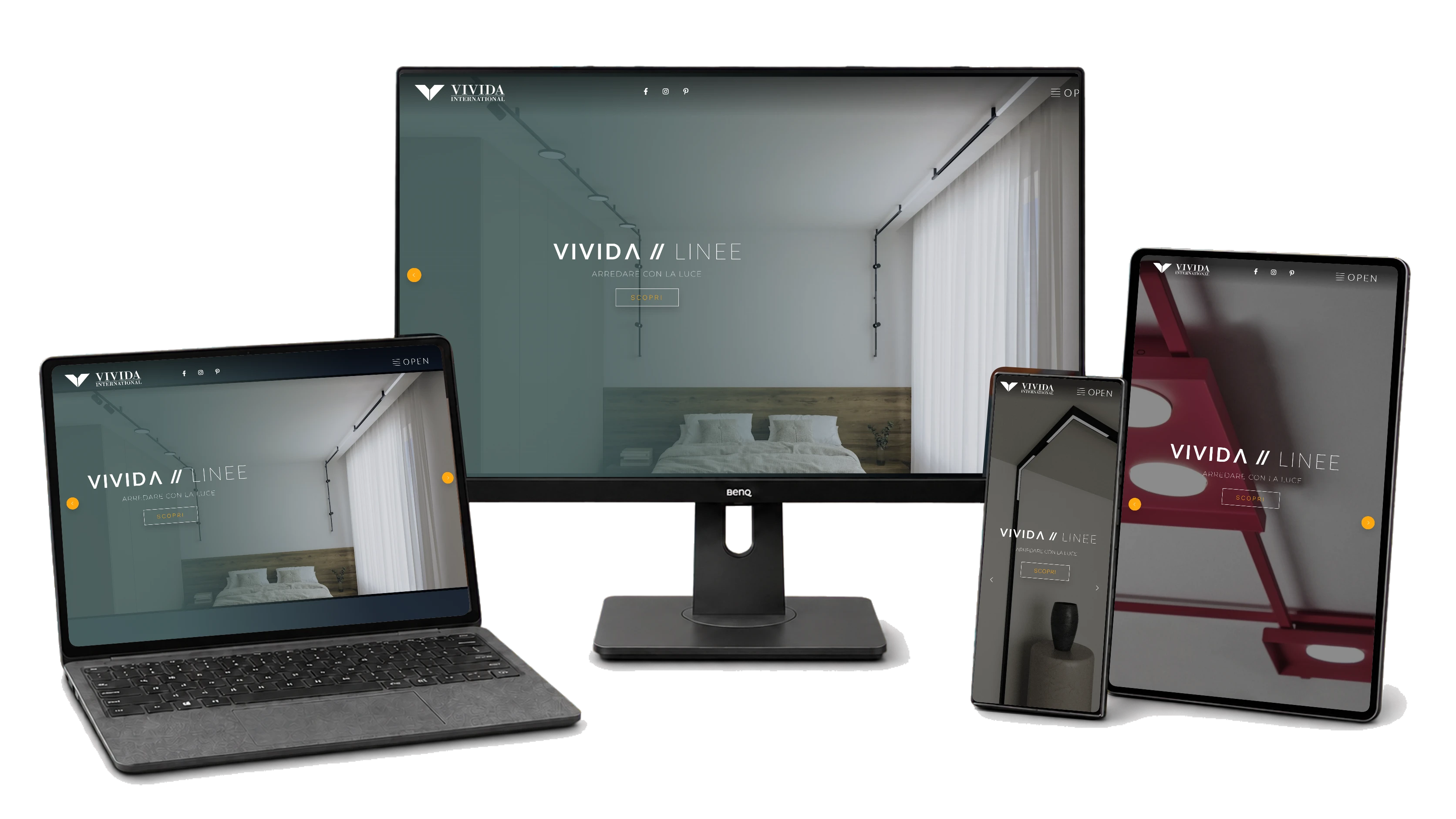 Mockup responsive del progetto Vivida International