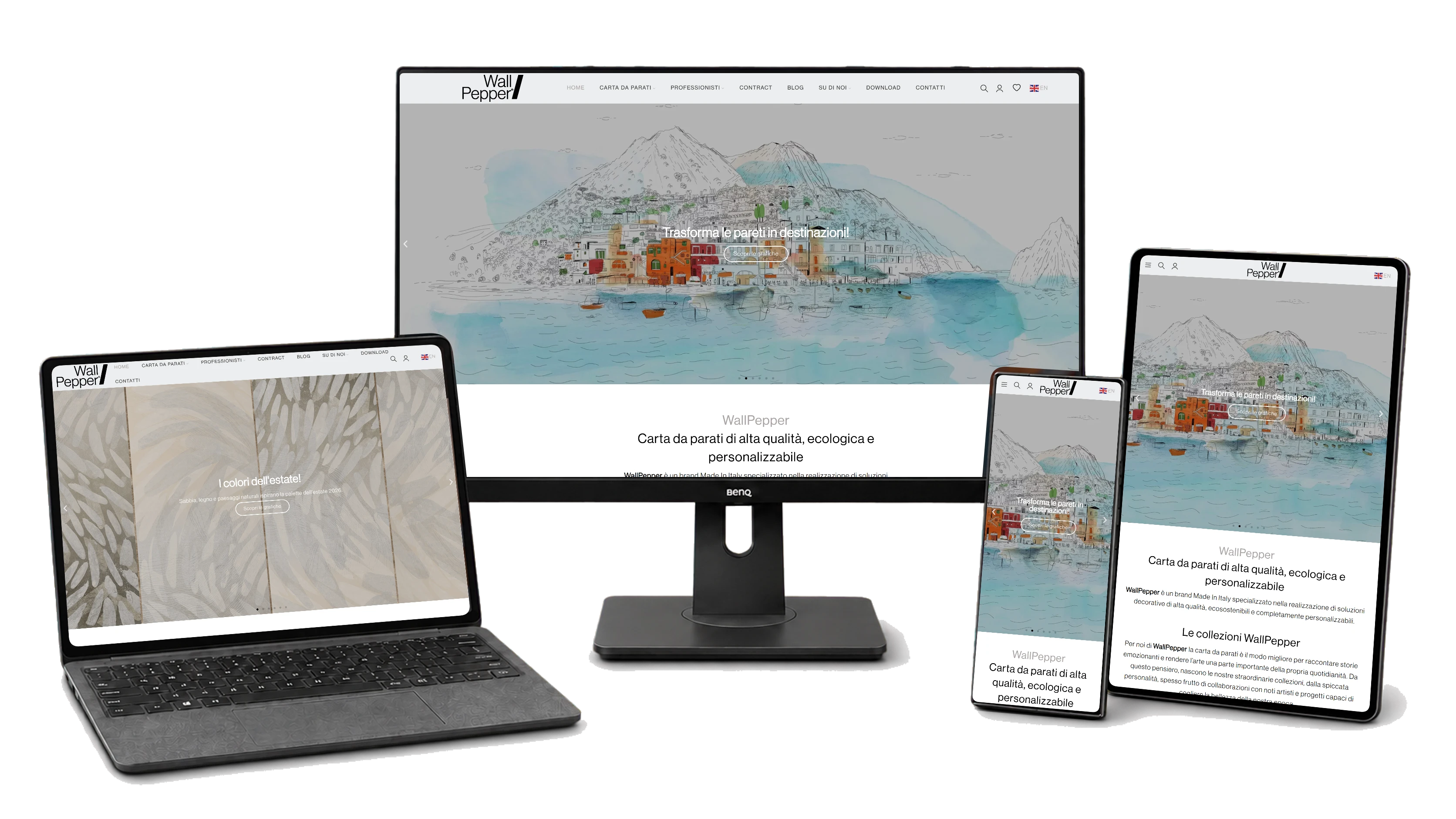 Responsive website mockup for Carta da Parati di design - Wallpepper Group