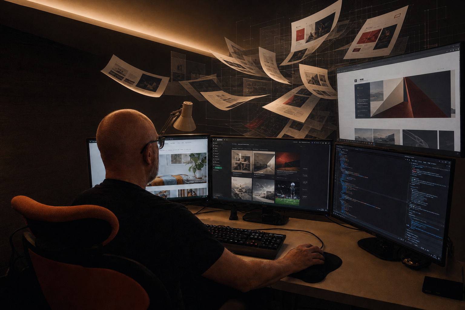 Designer working at a digital design workstation